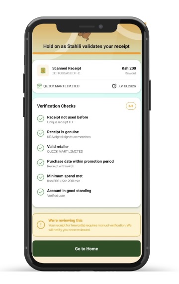 Verification feedback mockup