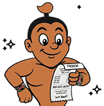 Stahili genie holding a rejected receipt
