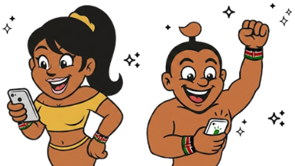 Two Stahili genies taking surveys on their phones